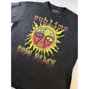 Sublime Sun Long Beach Graphic Tee Mens XL Black Mineral Wash Band T-Shirt 2023